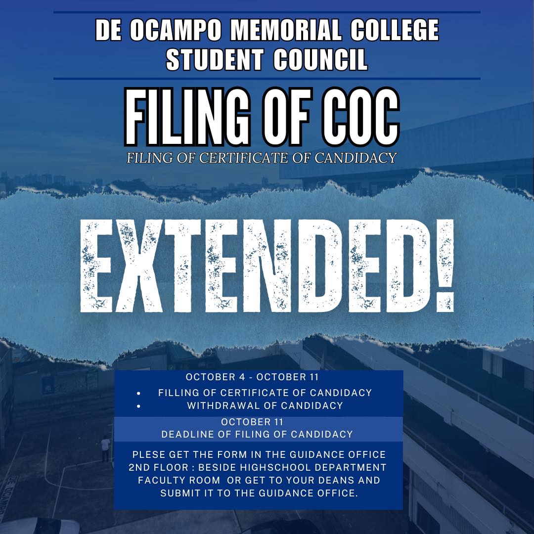 📢 Filing of Candidacy for DOMC... - DOMC- Student Council