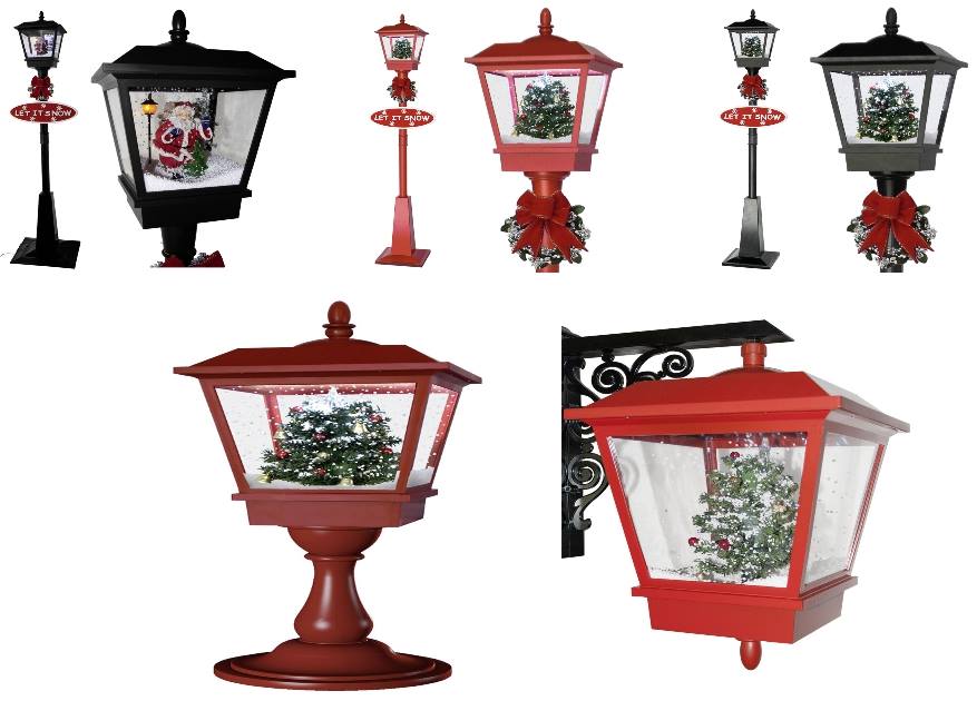 Infactory Deko-LED-Laterne Mit Schneewirbel – Weihnachtsmann & Tannenbaum – Gemütliches Winterlicht