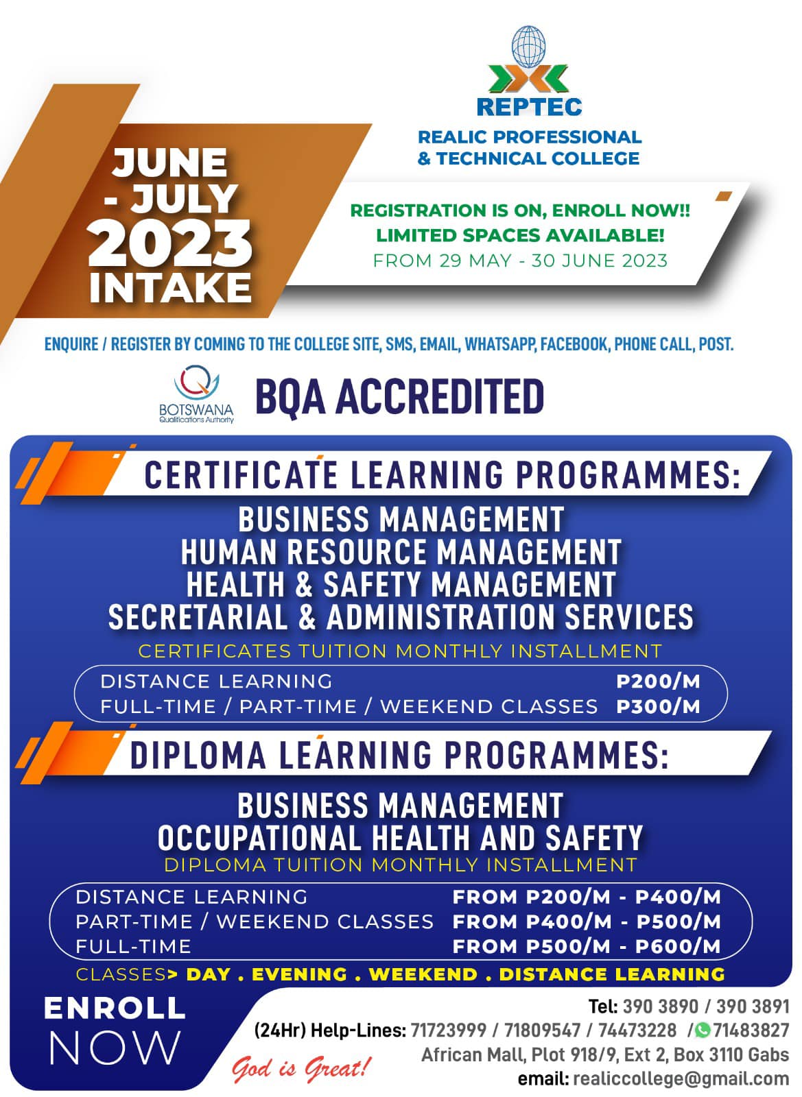 Realic - June - July 2023 Intake Registration is on!!! Register today ...