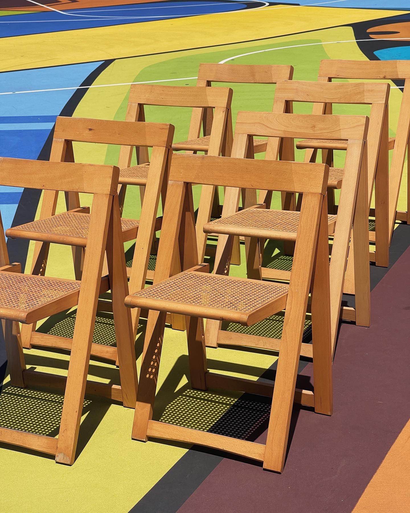 Crafted in the 1960s. these versatile Trieste slatted folding