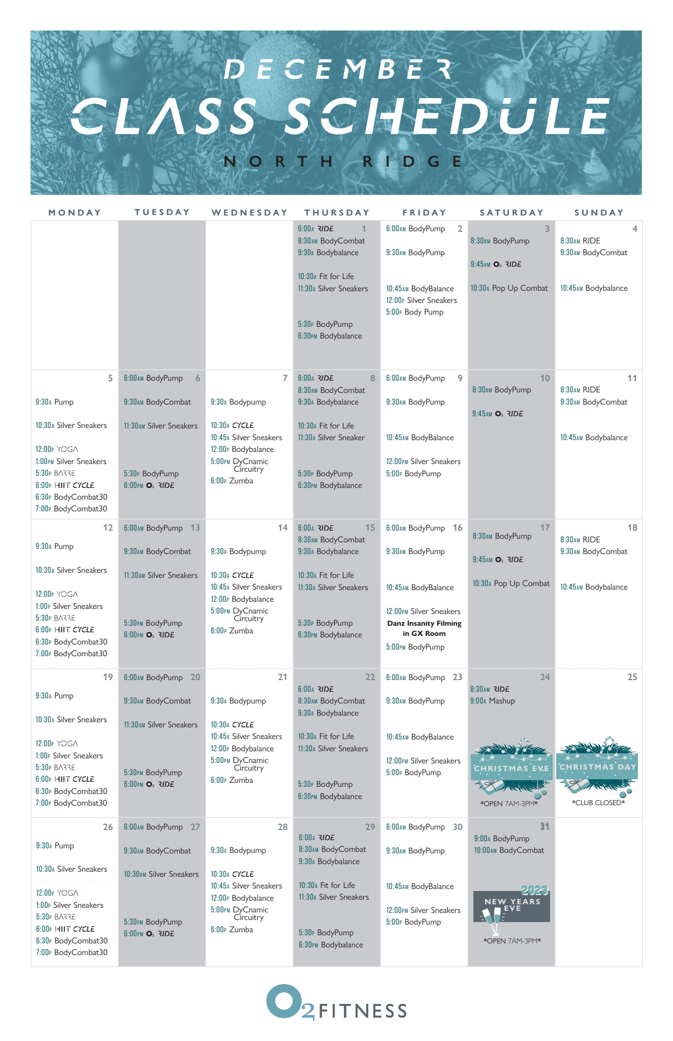 New month = New group fitness schedule!... - O2 Fitness Clubs