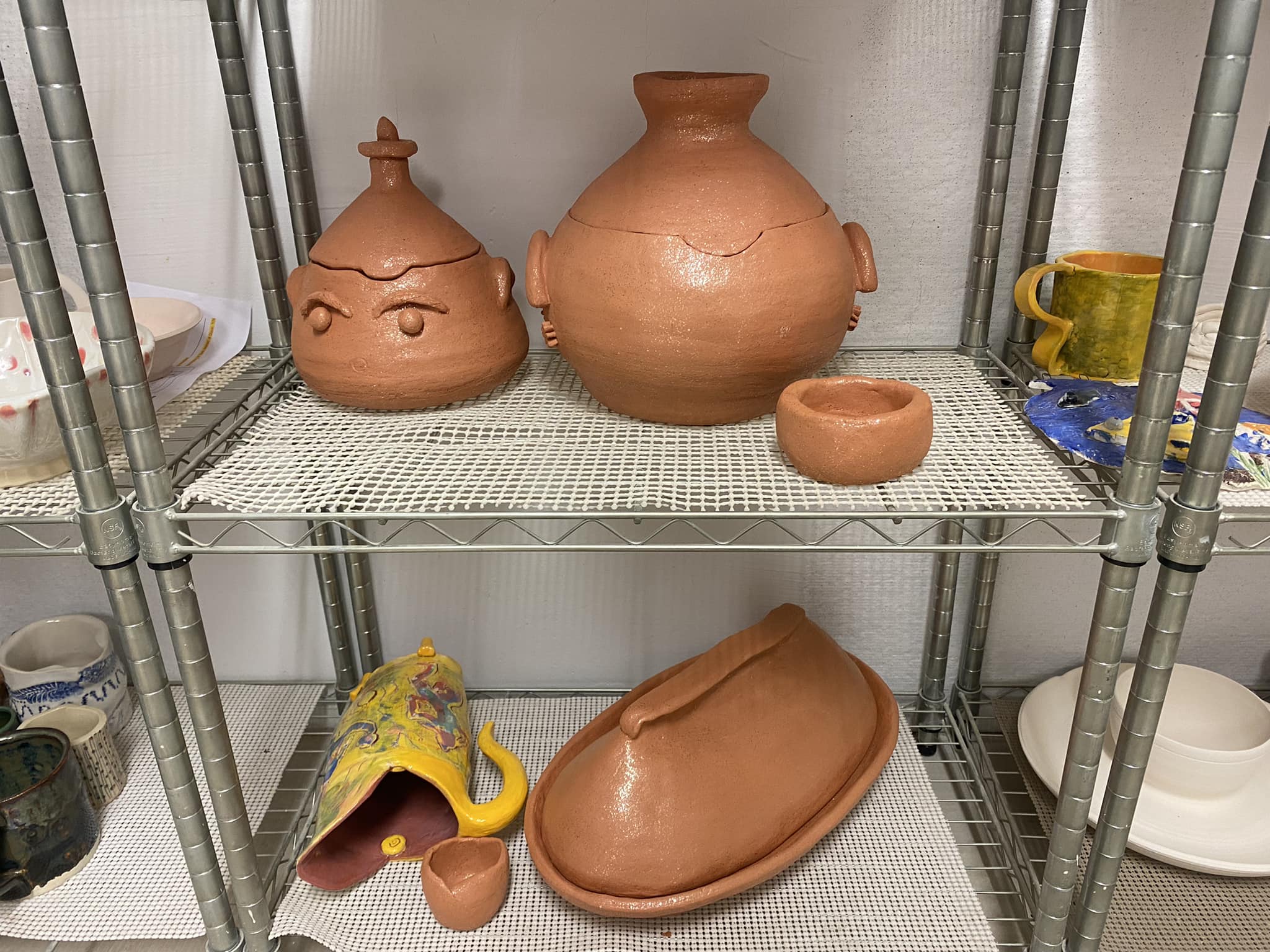 Birch and amber topaz pottery with speckled clay