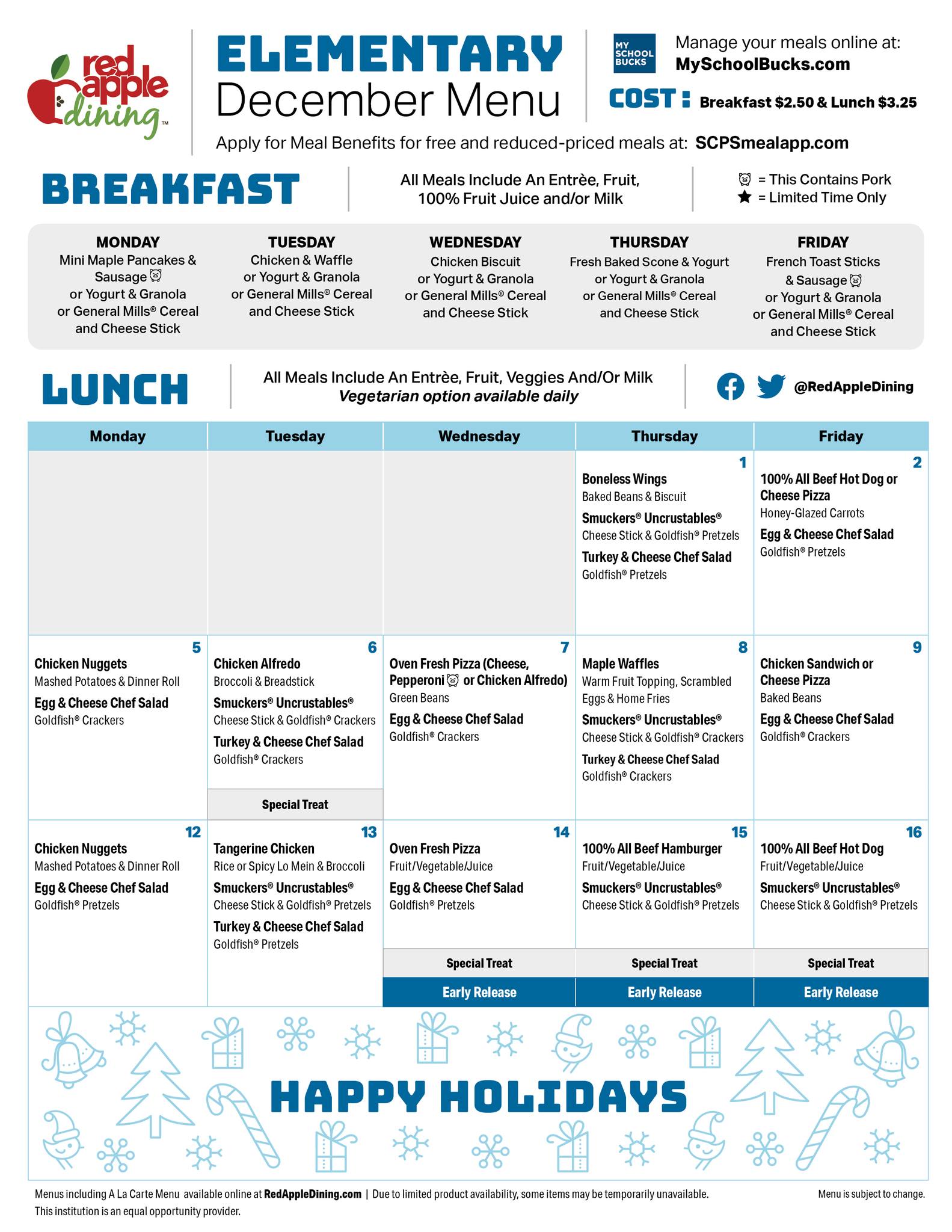 Here are the updated Elementary, Middle... - Red Apple Dining | Facebook