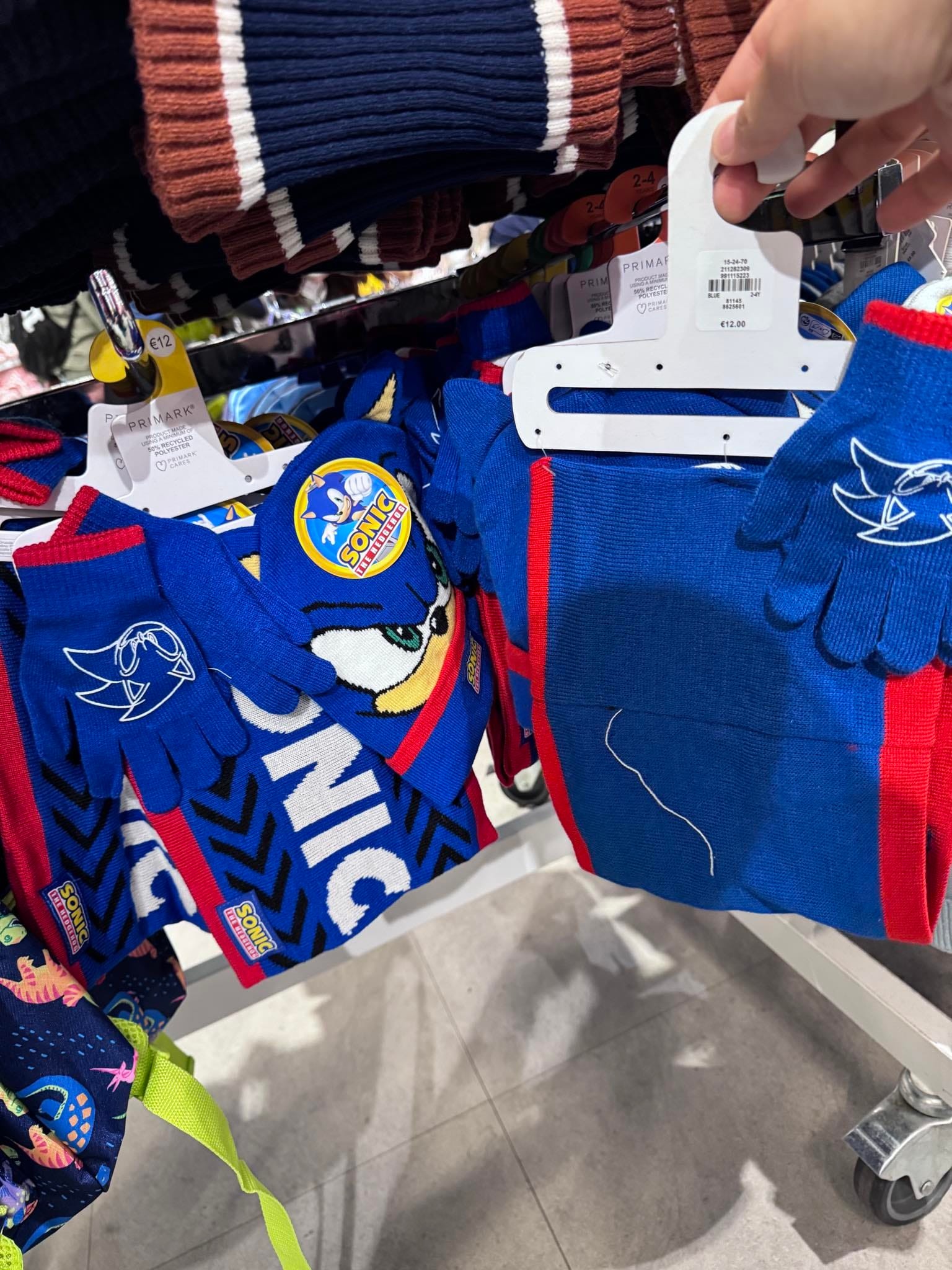 Ensemble Bonnet à Pompon, Gants Et Tour De Cou Sonic The Hedgehog - 3 Pièces Officiel Pour Garçons