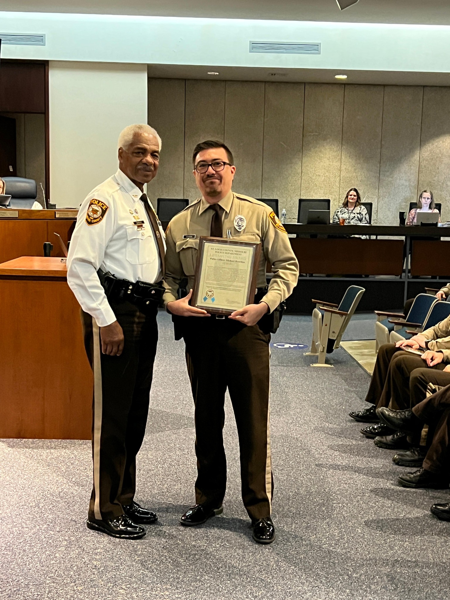 Officer Wehner was recently recognized and received a life saving 