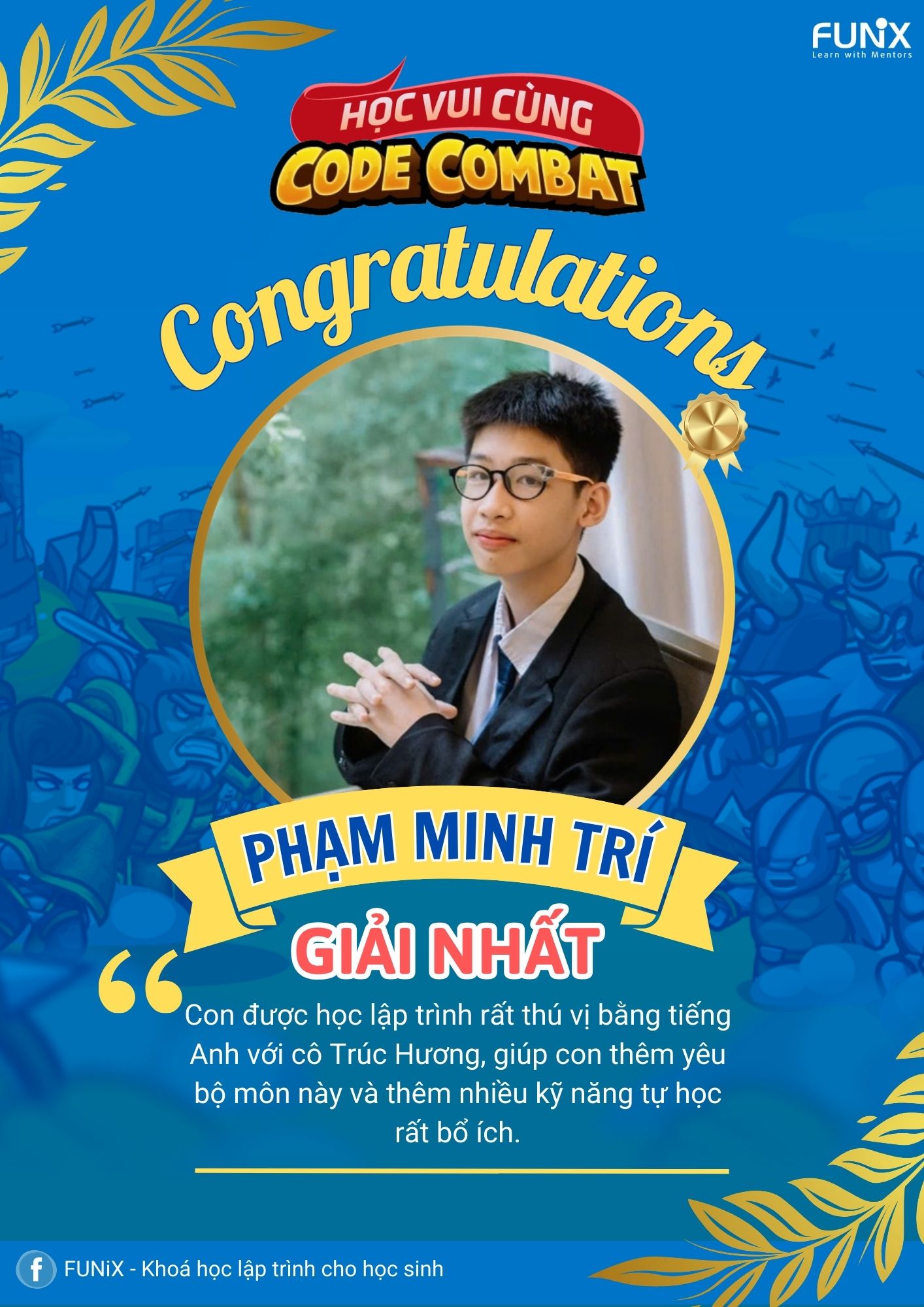 💐💐💐 Chúc mừng xTer Phạm Minh Trí... - Code Combat - FUNiX FPT
