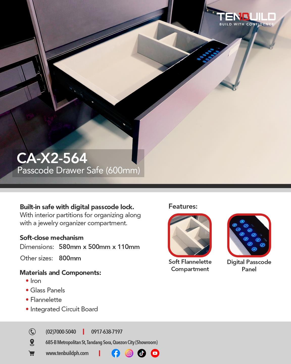 Tenbuild - Tenbuild’s PASSCODE DRAWER SAFE combines modern design with ...