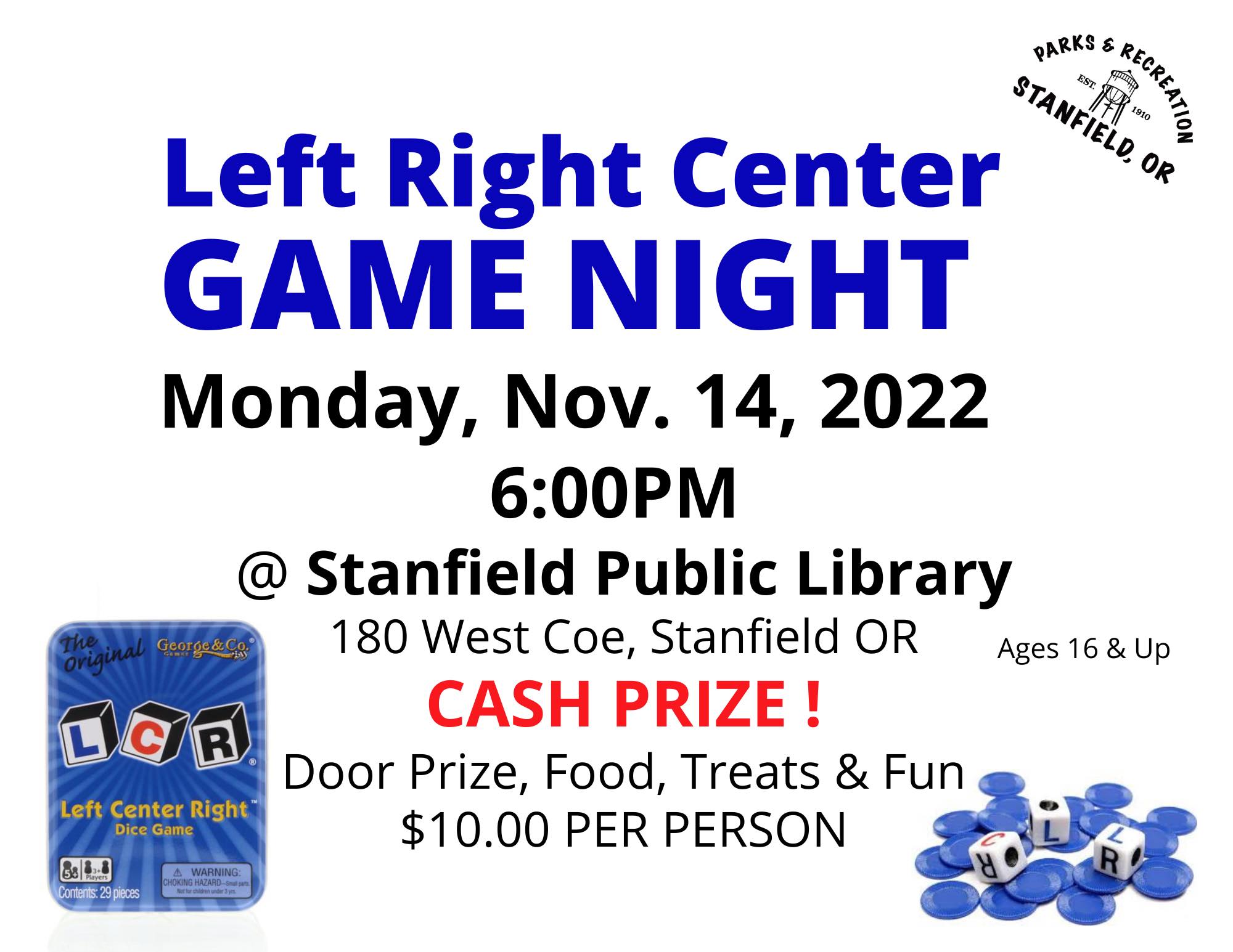 Join Us for some Left,... - Stanfield Parks and Recreation | Facebook