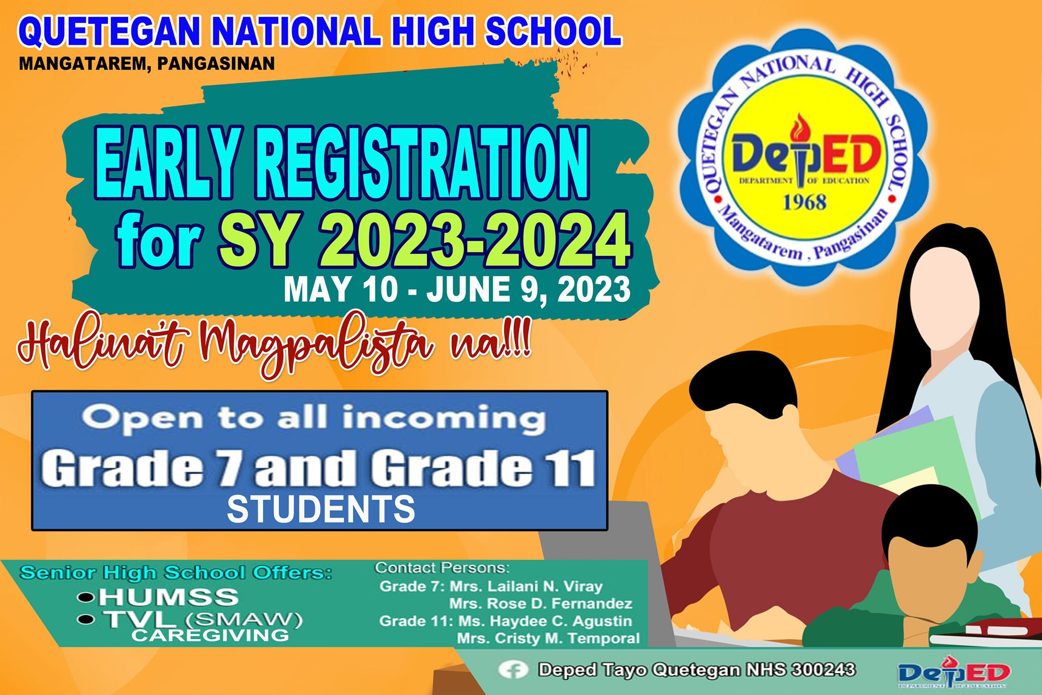 Early Registration for SY... - Deped Tayo Quetegan NHS 300243 | Facebook