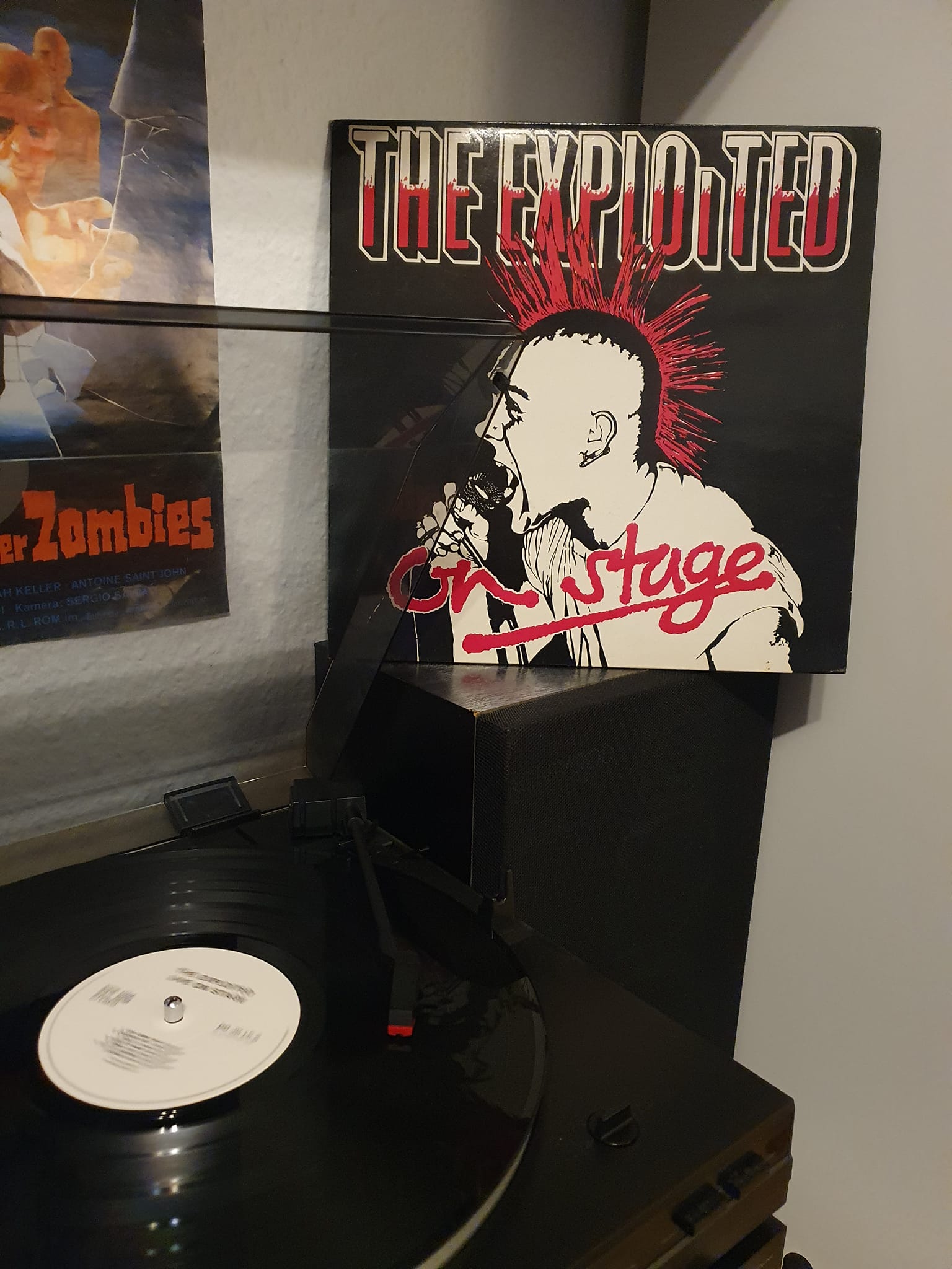 The Exploited's live album On Stage on clear vinyl