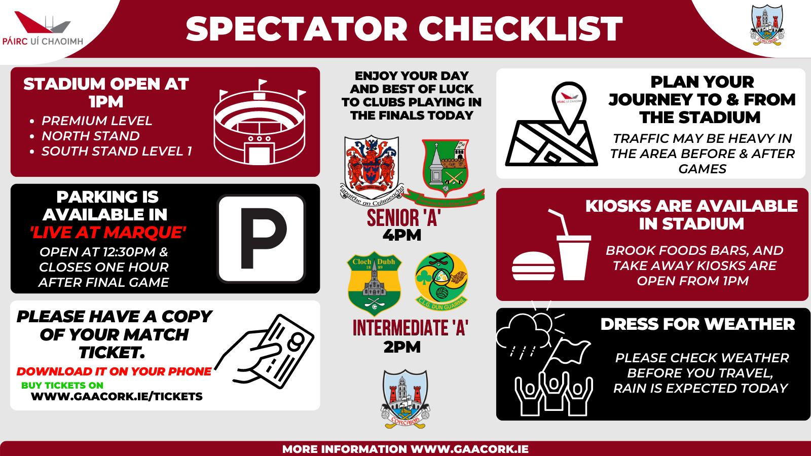 Cork - Spectator Checklist ahead of our games in Pairc Ui Chaoimh today ...