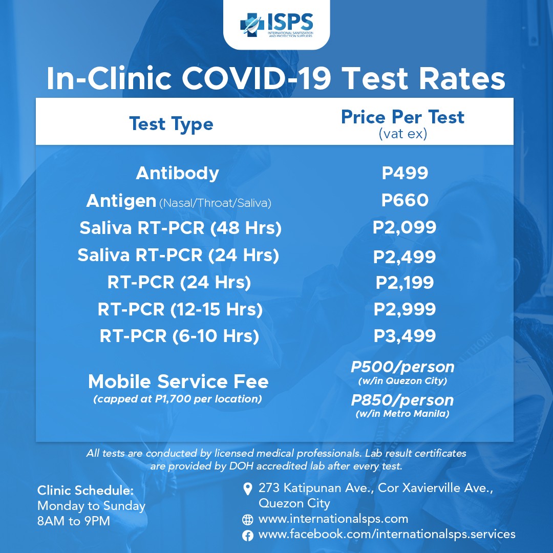 📣: Customer Service Announcement ISPS has updated testing prices for ...