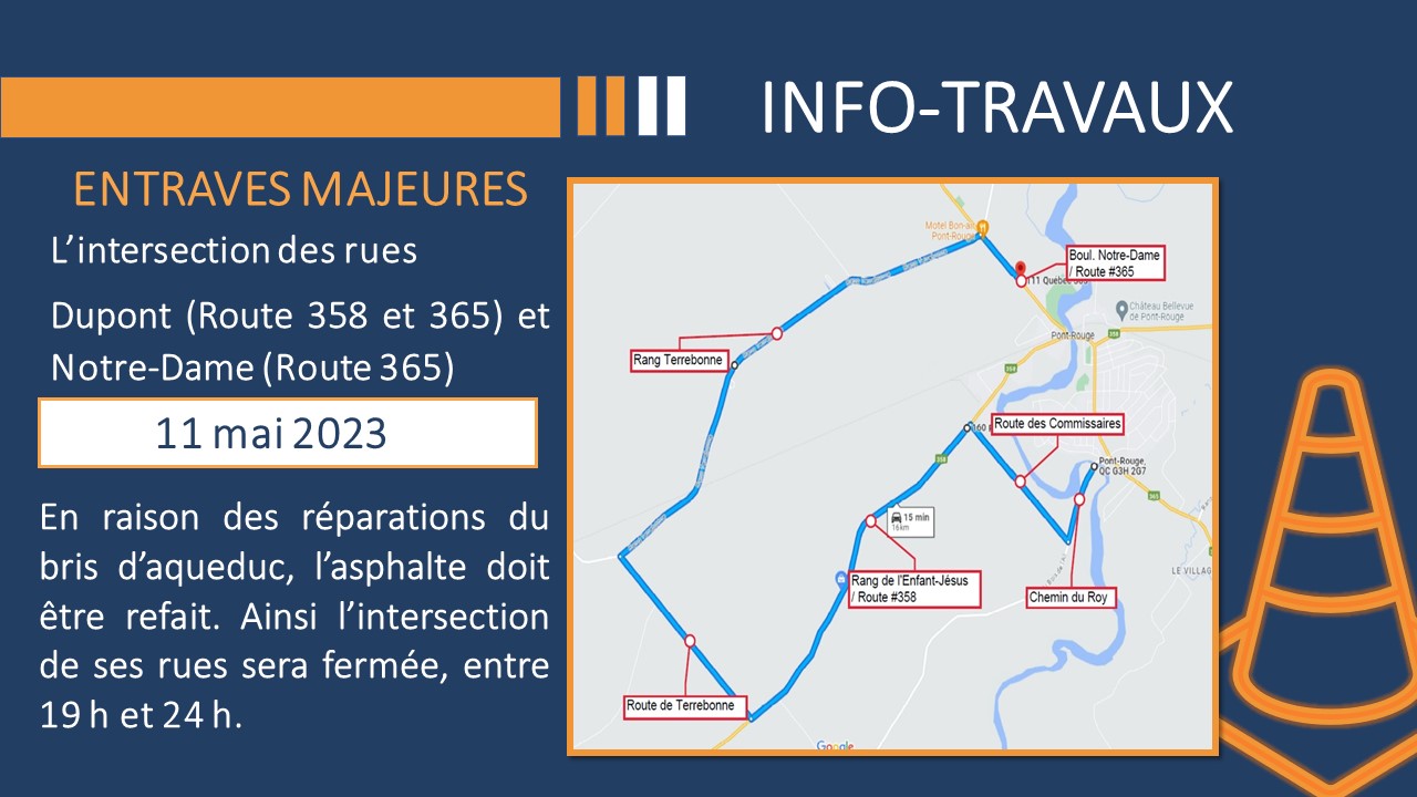 [INFO-TRAVAUX] En raison des... - Ville de Pont-Rouge | Facebook