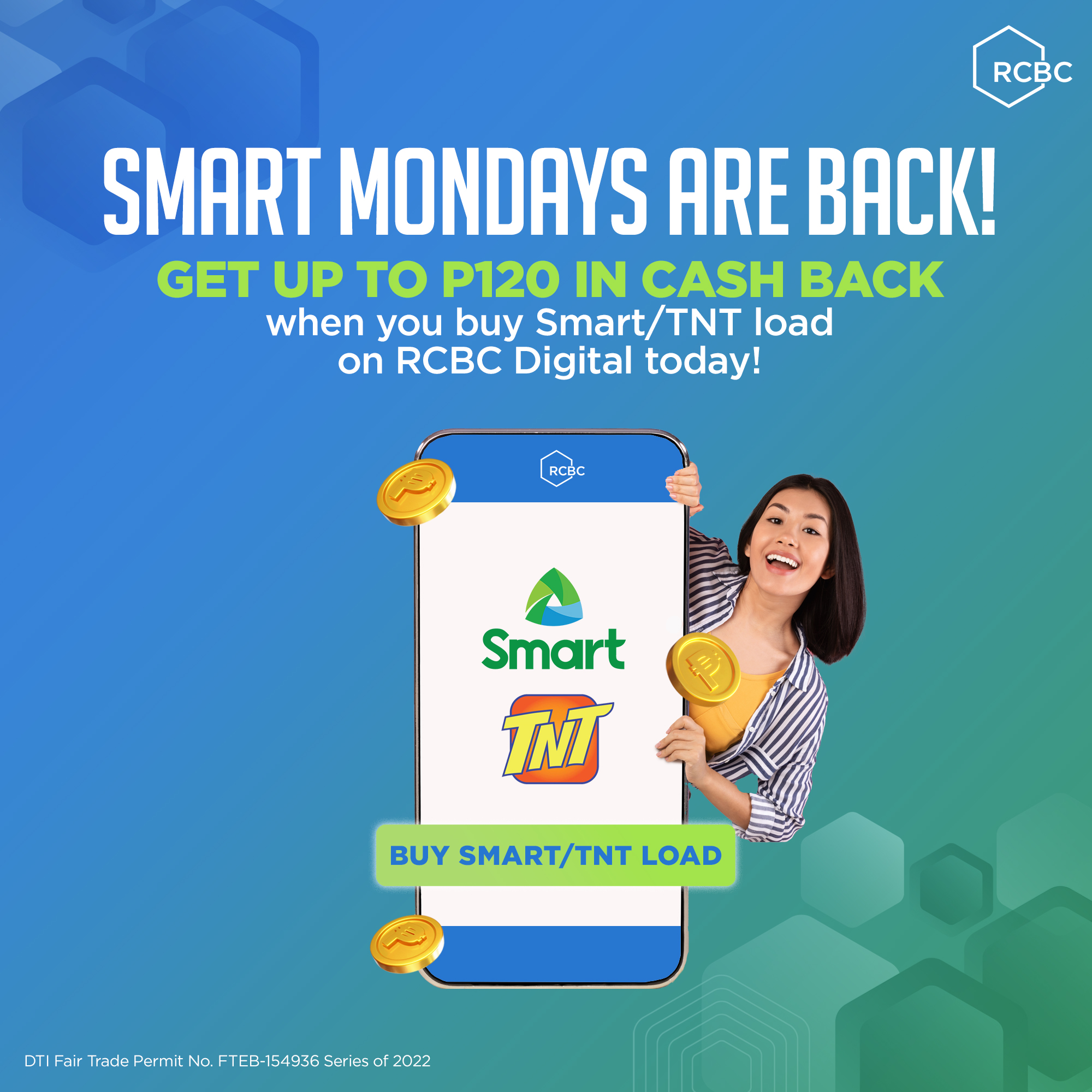 RCBC - Monday again? Mondays mean Smart Load cashback is back! Get back ...