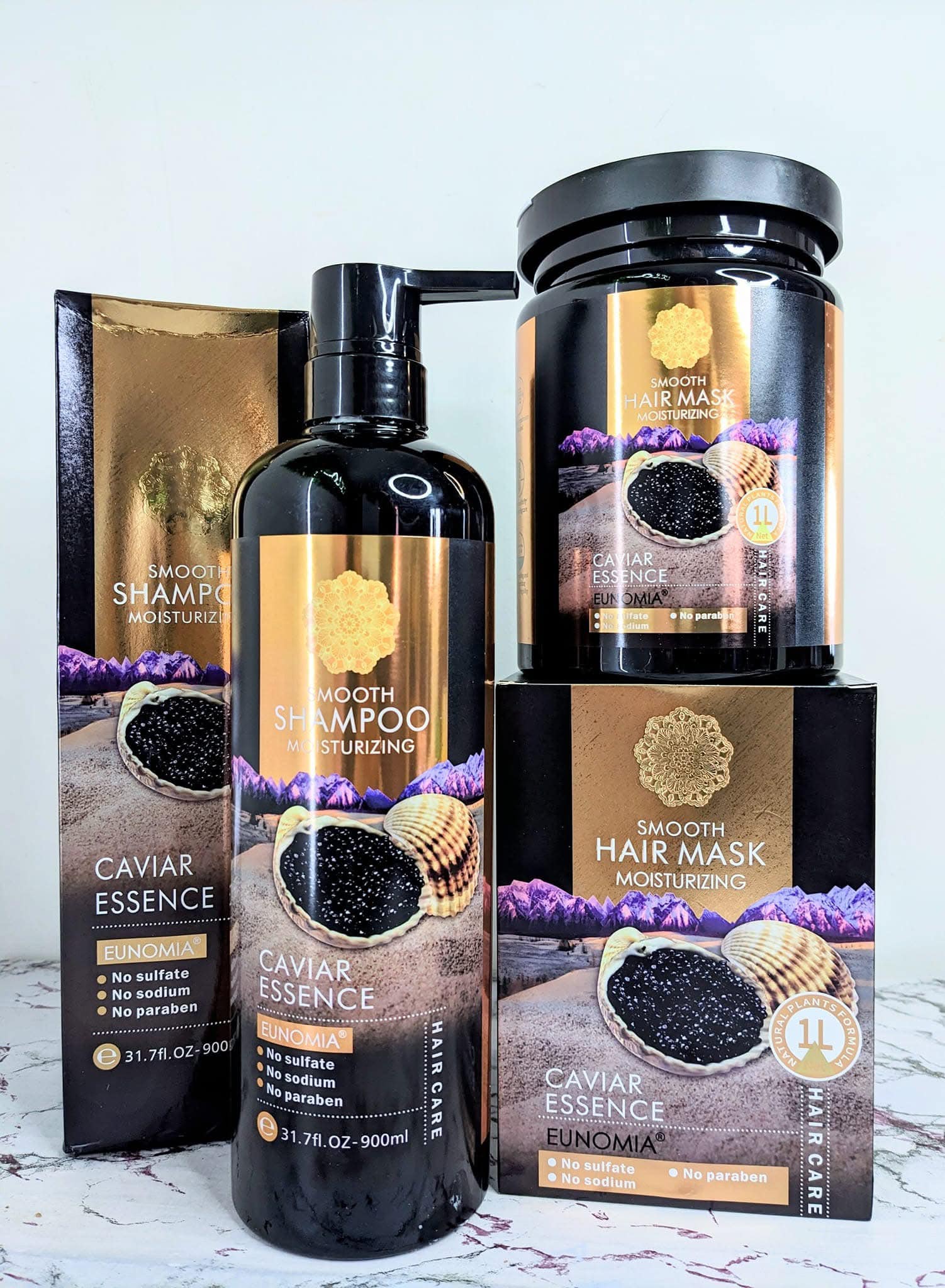 Shampoing + Sérum Caviar Kératine - Sans Sulfate - Marque Anna&Djelya