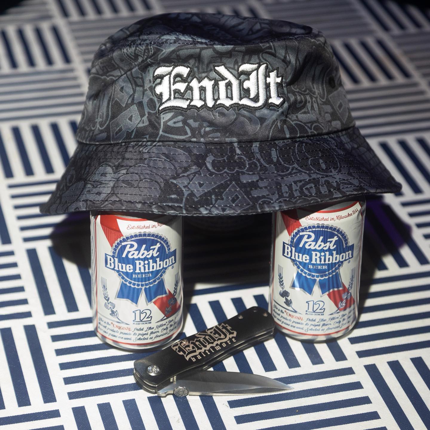 Pabst Blue Ribbon x End It bucket hats available