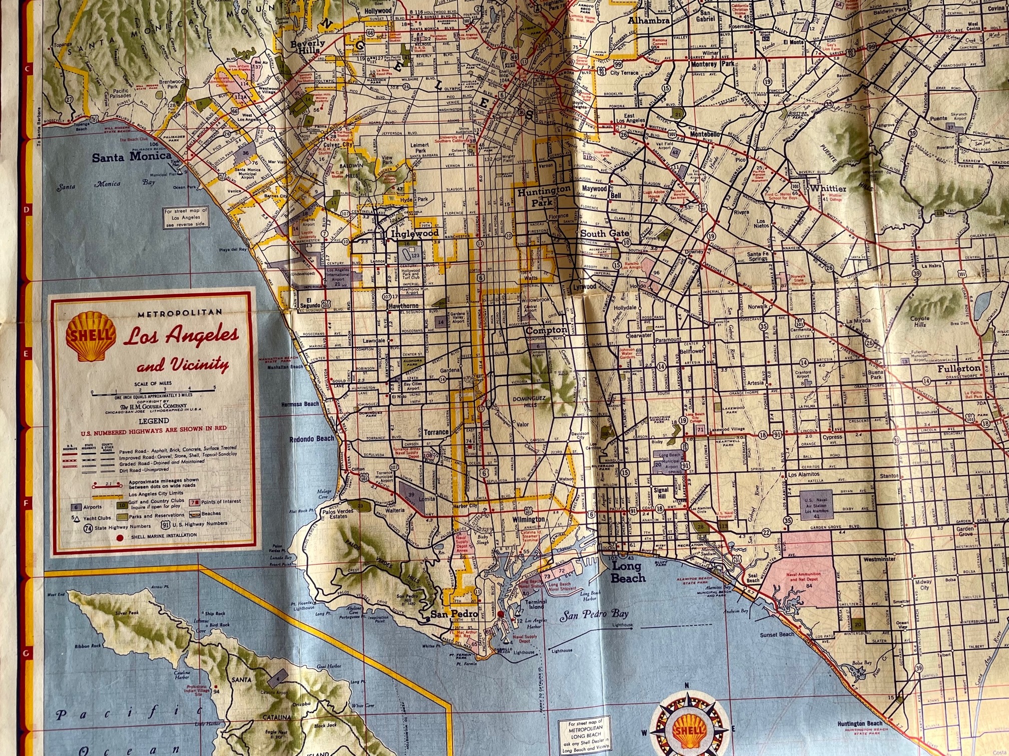 1940s LA city map with no freeways shown