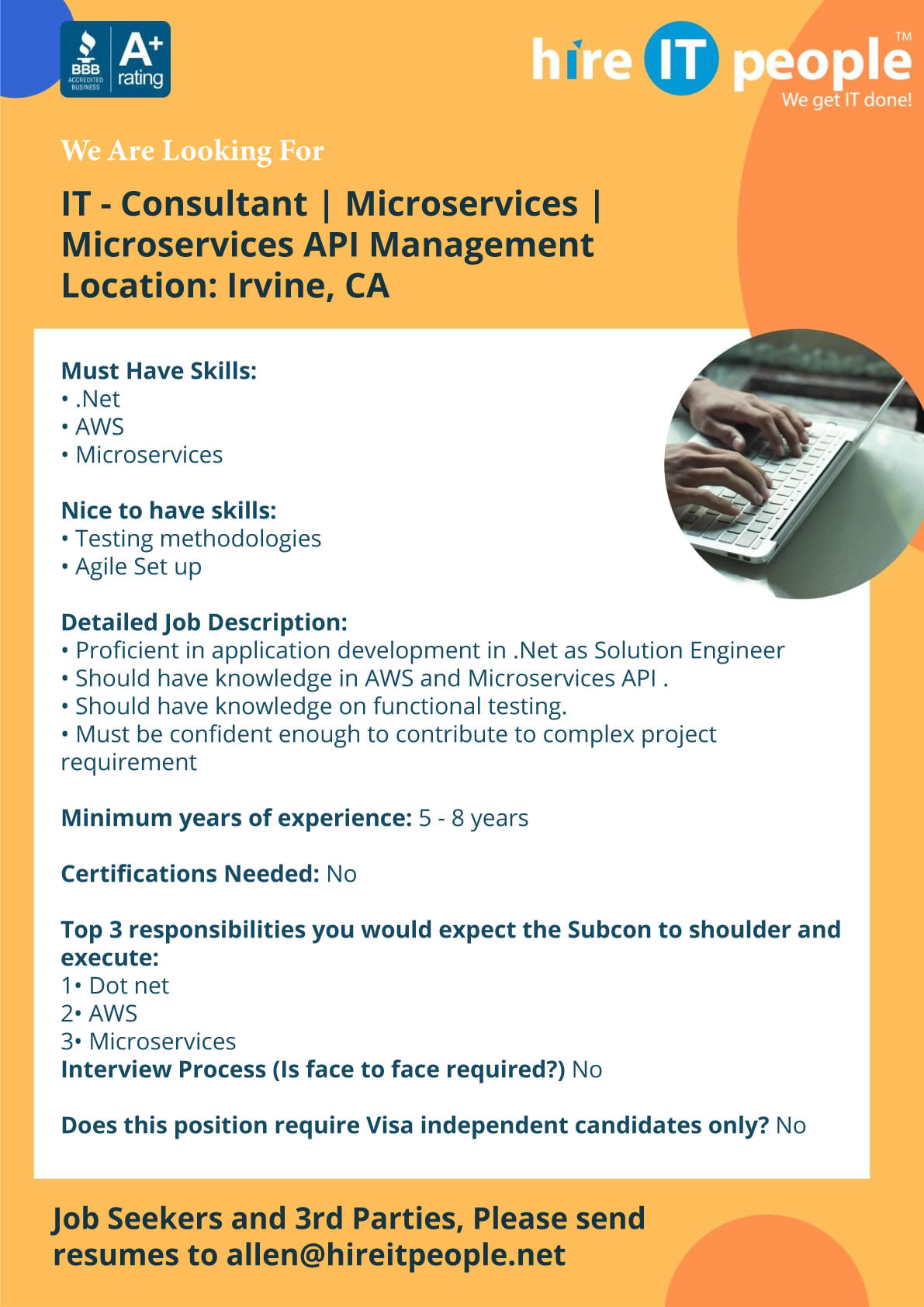 Hire it People, Inc - We are Hiring Job ID: 36406 Position ...