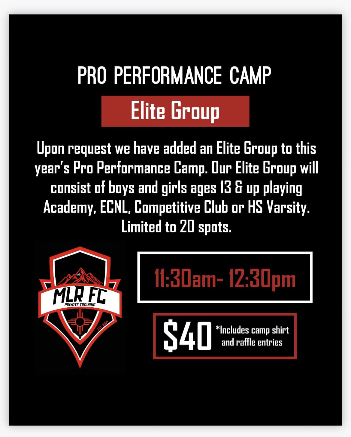 MLR FC Private Training | El Paso TX