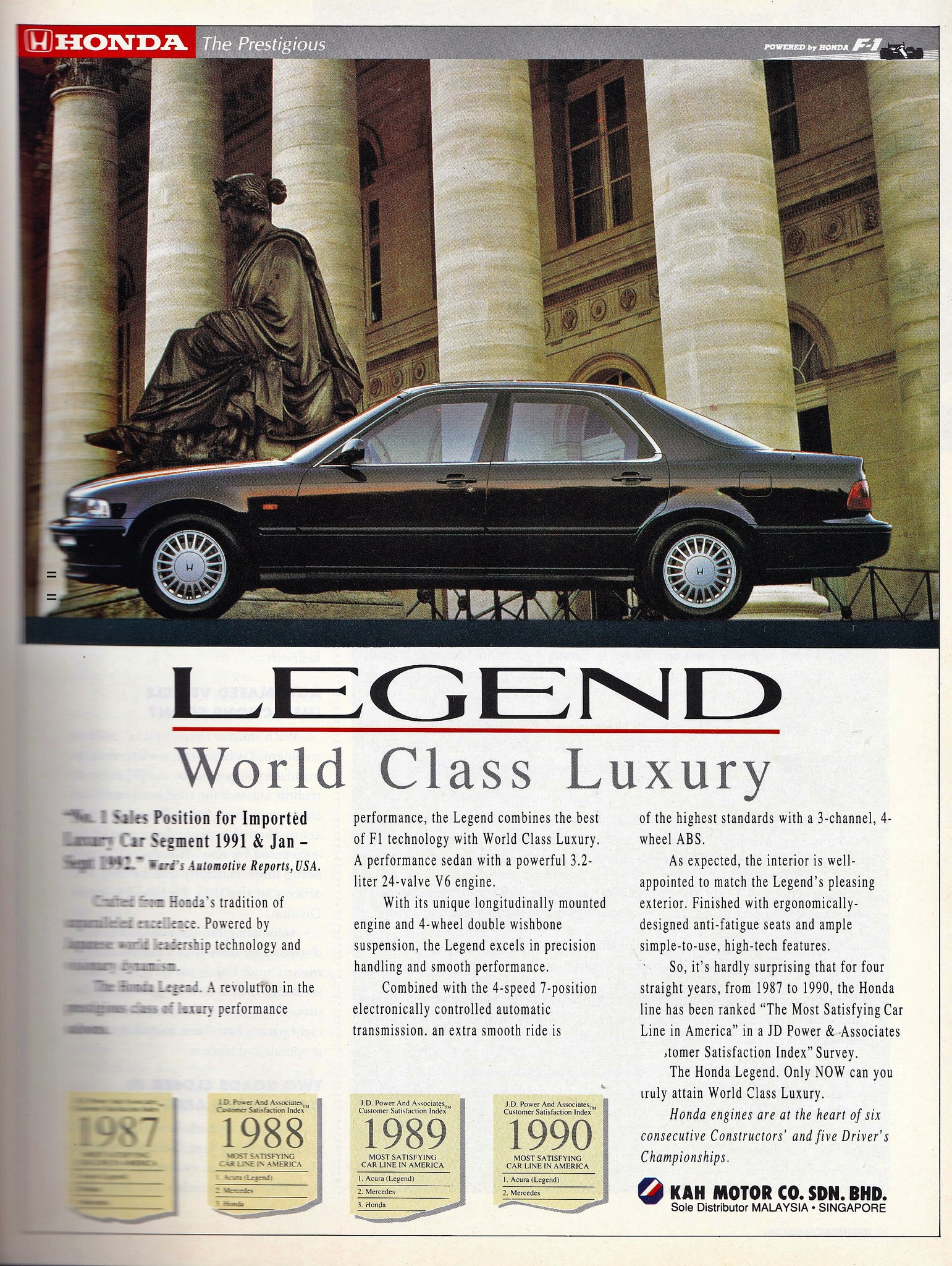 1989 Honda Legend 2.7i V6 brochure from Netherlands