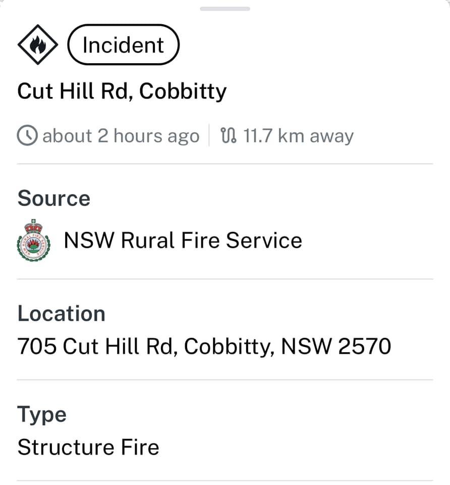 UPDATE, COBBITTY | STRUCTURE... - NSW RFS - Wallacia Brigade