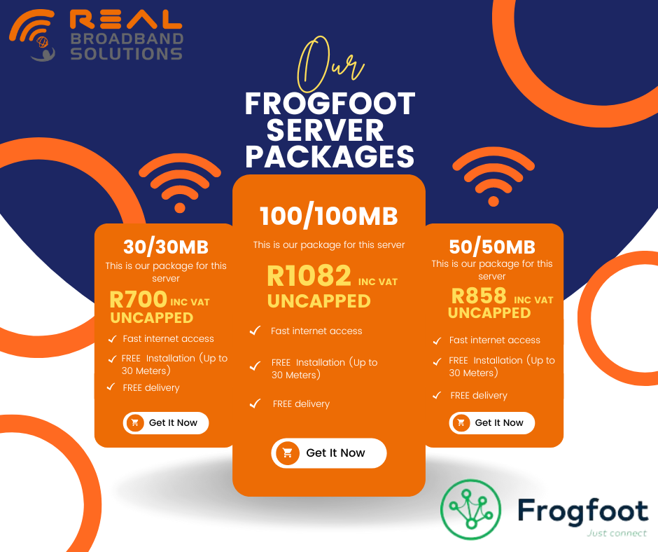 Our Frogfoot packages🏡 We have... - Real Broadband Solutions | Facebook