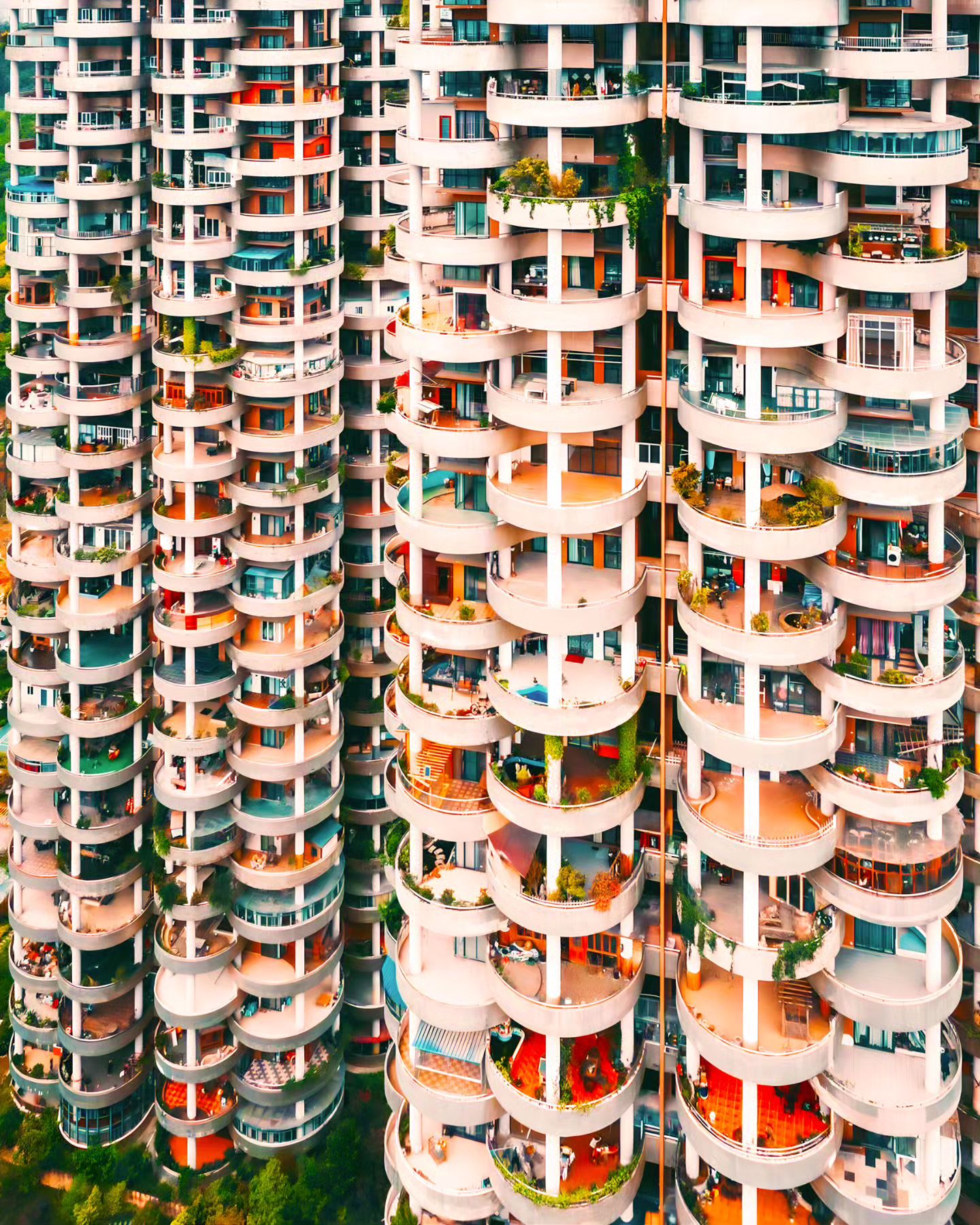 PixelFlash - Retro Futurism 45-story circular platform apartments in ...