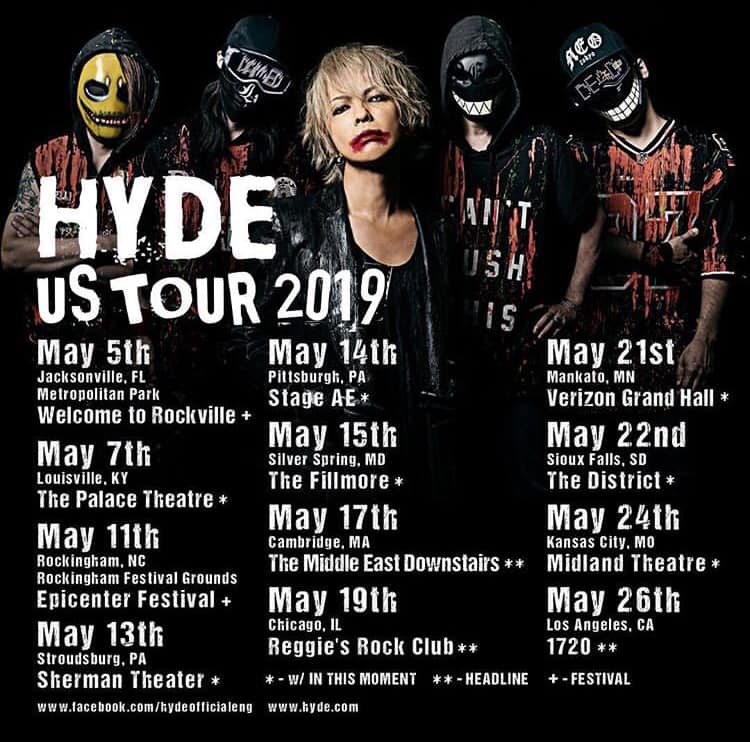 HYDE 2024 WORLD TOUR ピクチャーチケット The HYDE [INSIDE] LIVE 2024 WORLD TOUR includes two dates in the