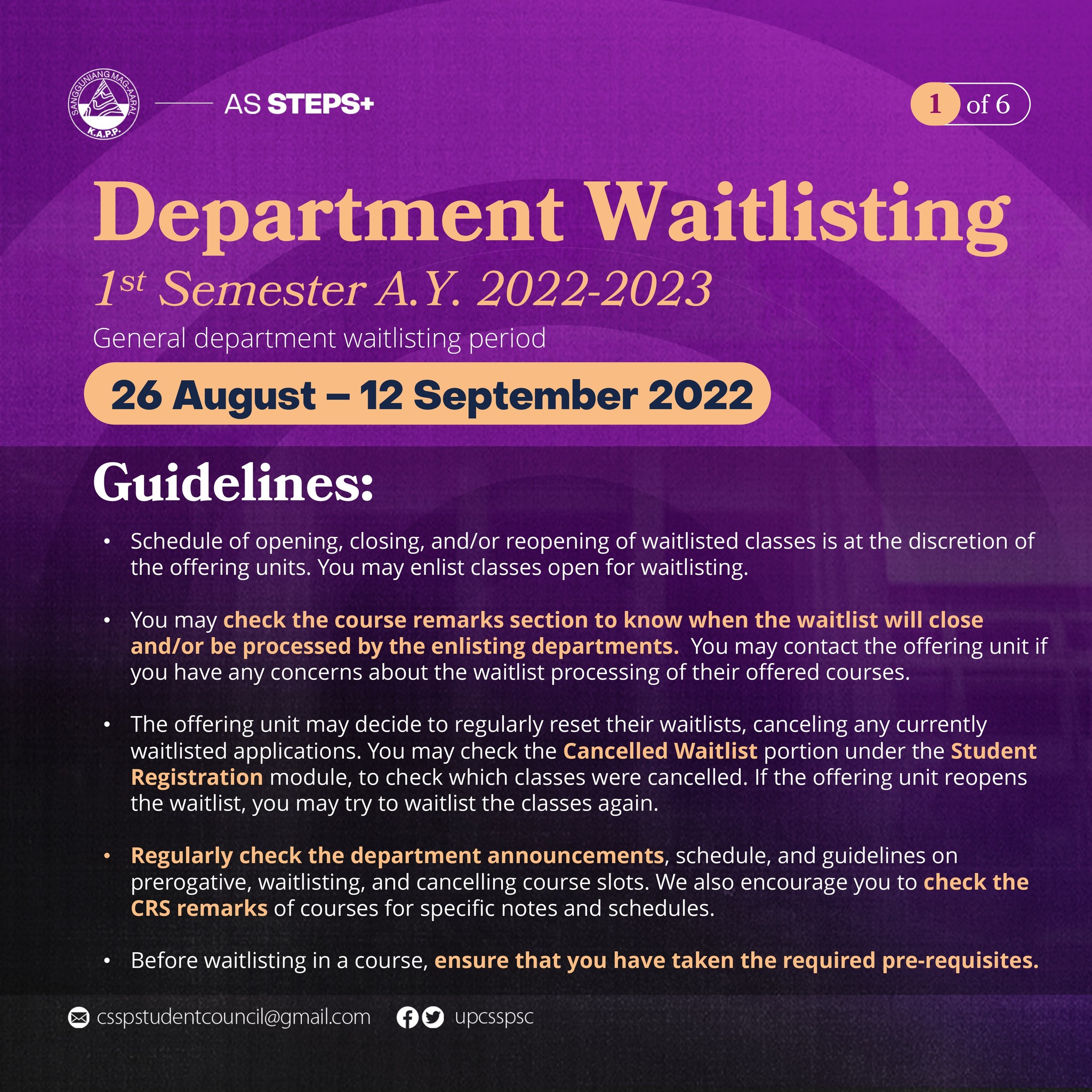 UP CSSP Student Council - General department waitlisting period: 26 AUG ...