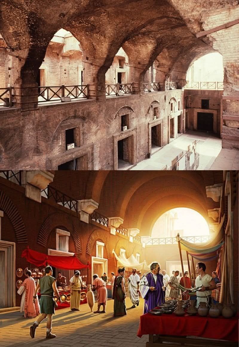 Archaeology - The interior of the grand hall of Trajan's Markets in ...