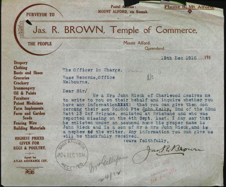 Memories of the Fassifern District | A letter trying to find out what ...