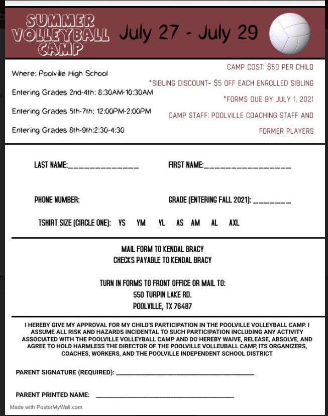 The deadline to register your mini... - Poolville Elementary