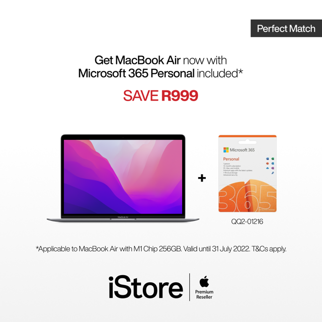 Get MacBook Air 256GB now with Microsoft 365 Personal included