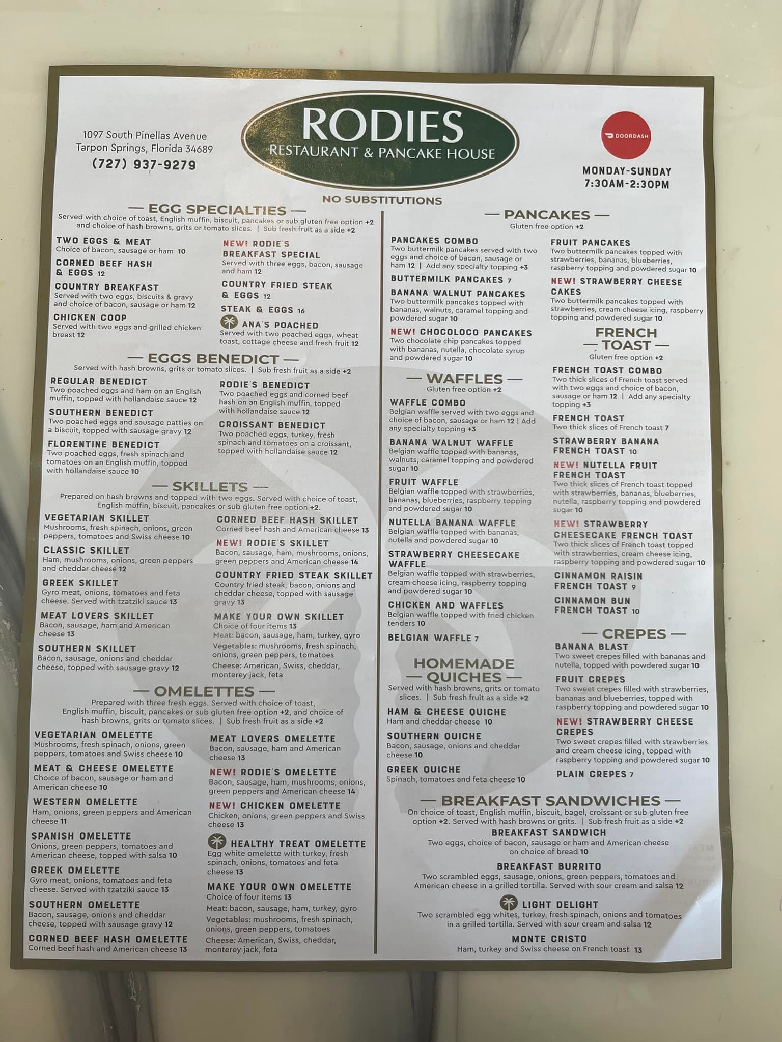 Rodie's Restaurant & Pancake House | Tarpon Springs FL