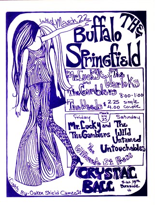 Buffalo Springfield concert poster at Crystal Ballroom 1967