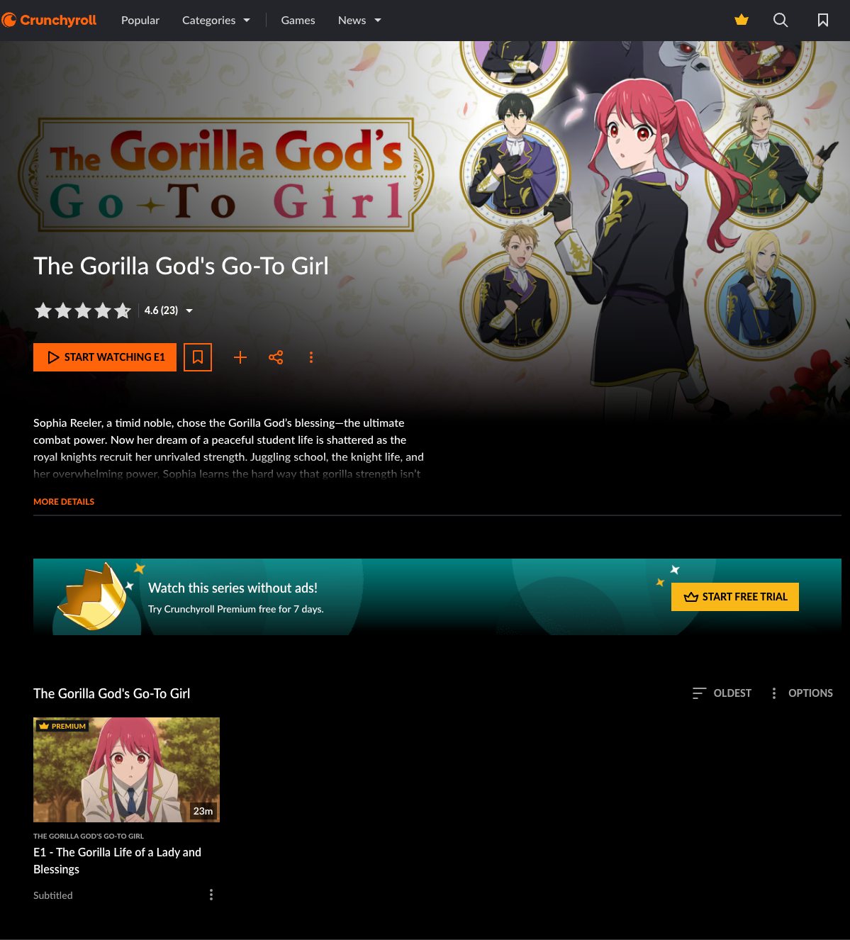 YourAnimes - 《受到猩猩之神庇佑的大小姐受到王立騎士團寵愛》已於4月6日晚上23點00分後，在 Crunchyroll 上架播出了 ...