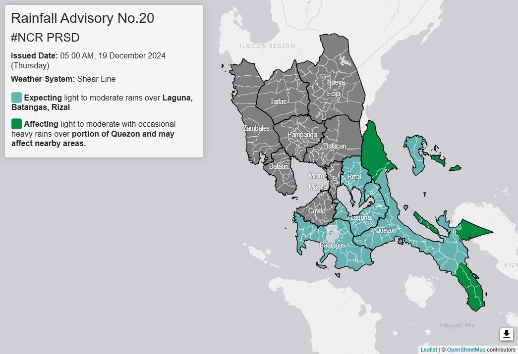 PAGASA-National - Rainfall Advisory No. 20 #NCR_PRSD Weather System ...