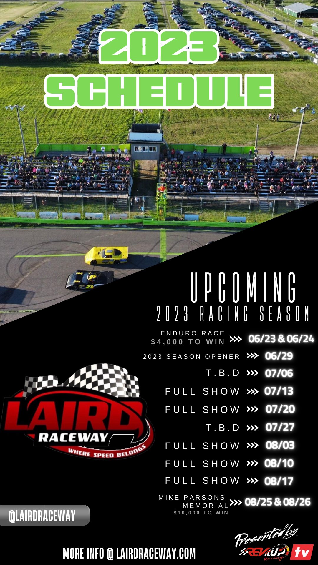 🚘 🗓️ Laird Raceway release 2023 Racing... - Rev It Up Racing | Facebook