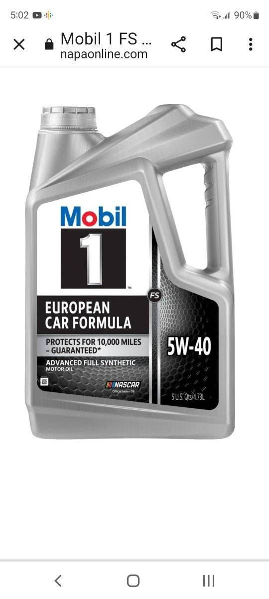 2-Pack Mobil 1 FS European Car Formula Full Synthetic Motor Oil 5W-40 – 5 Quarts Each