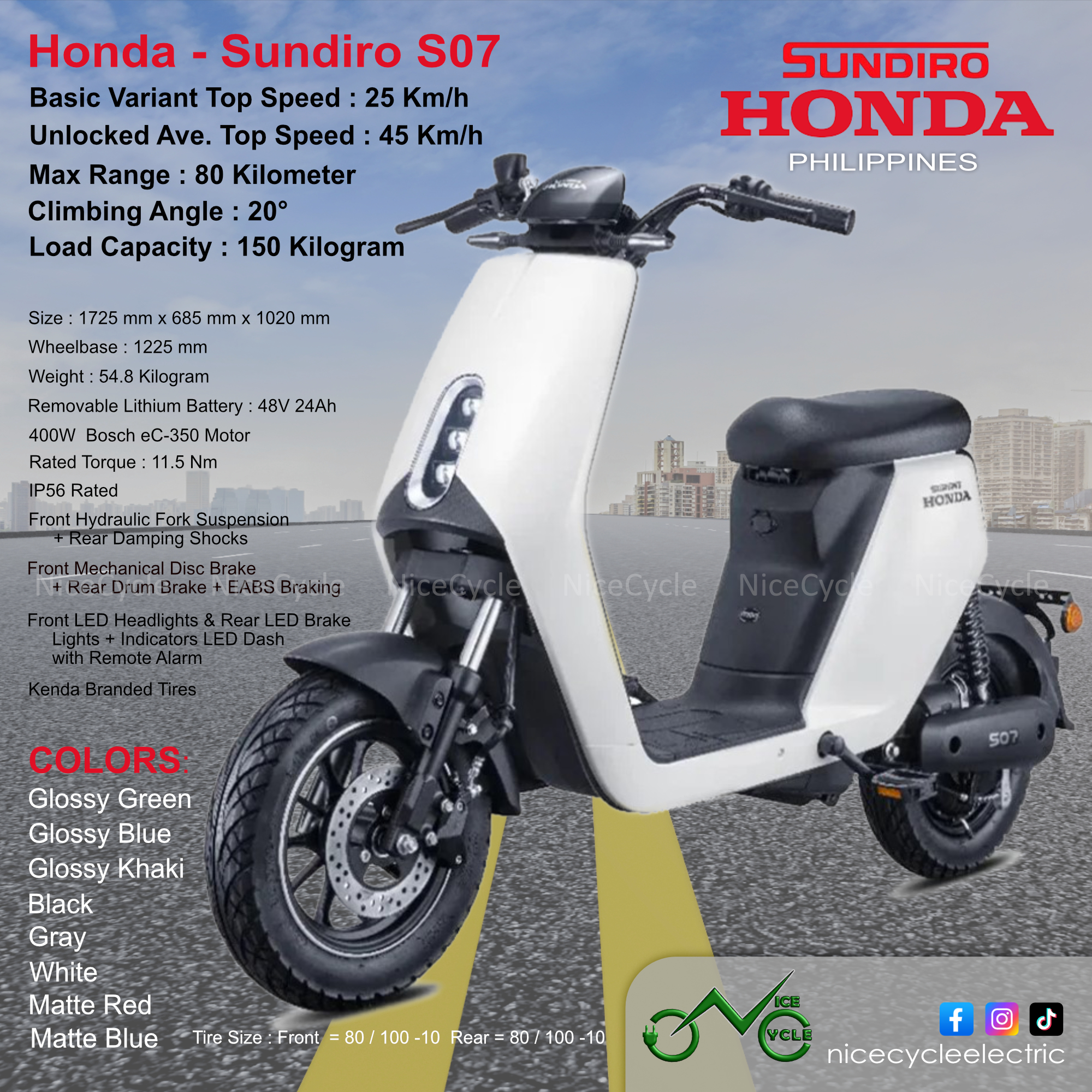 The 6 Honda Ebikes SPECS Sheet.... - NiceCycle Ebike Station | Facebook