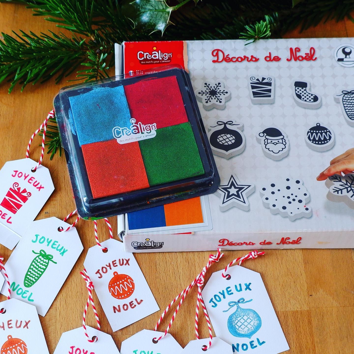 Créa Lign - Tampons Noël En Bois Pour Enfants - Kit Créatif Cartes Et Frises Festives