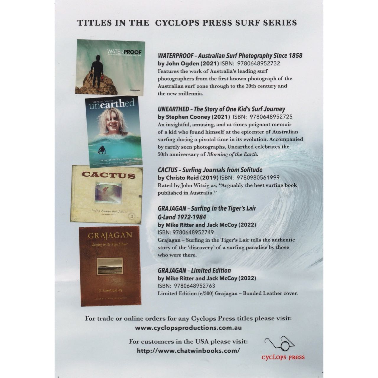 Cyclops - The Cyclops Press surf series list of books grows with the ...