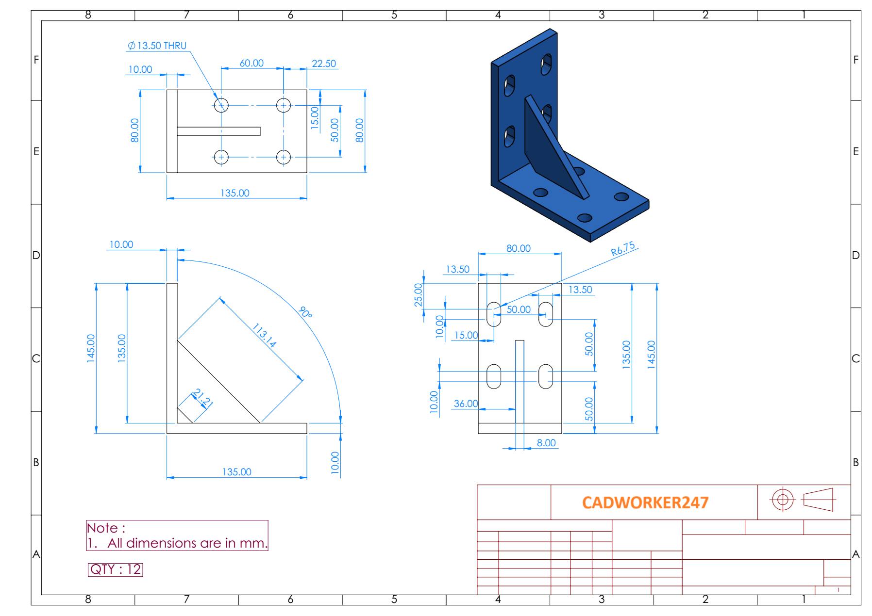 CADWorker247 - Basic solidworks part modeling practice....