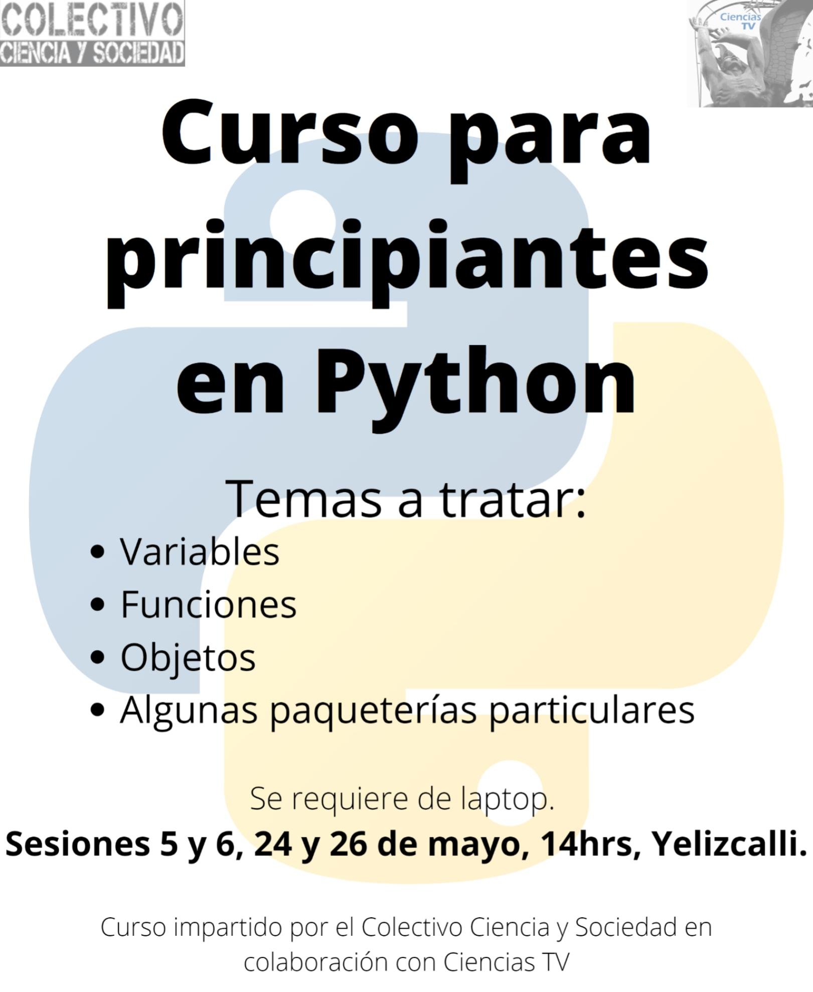 Ciencias TV - Curso para principiantes en Python Sesiones... | Facebook