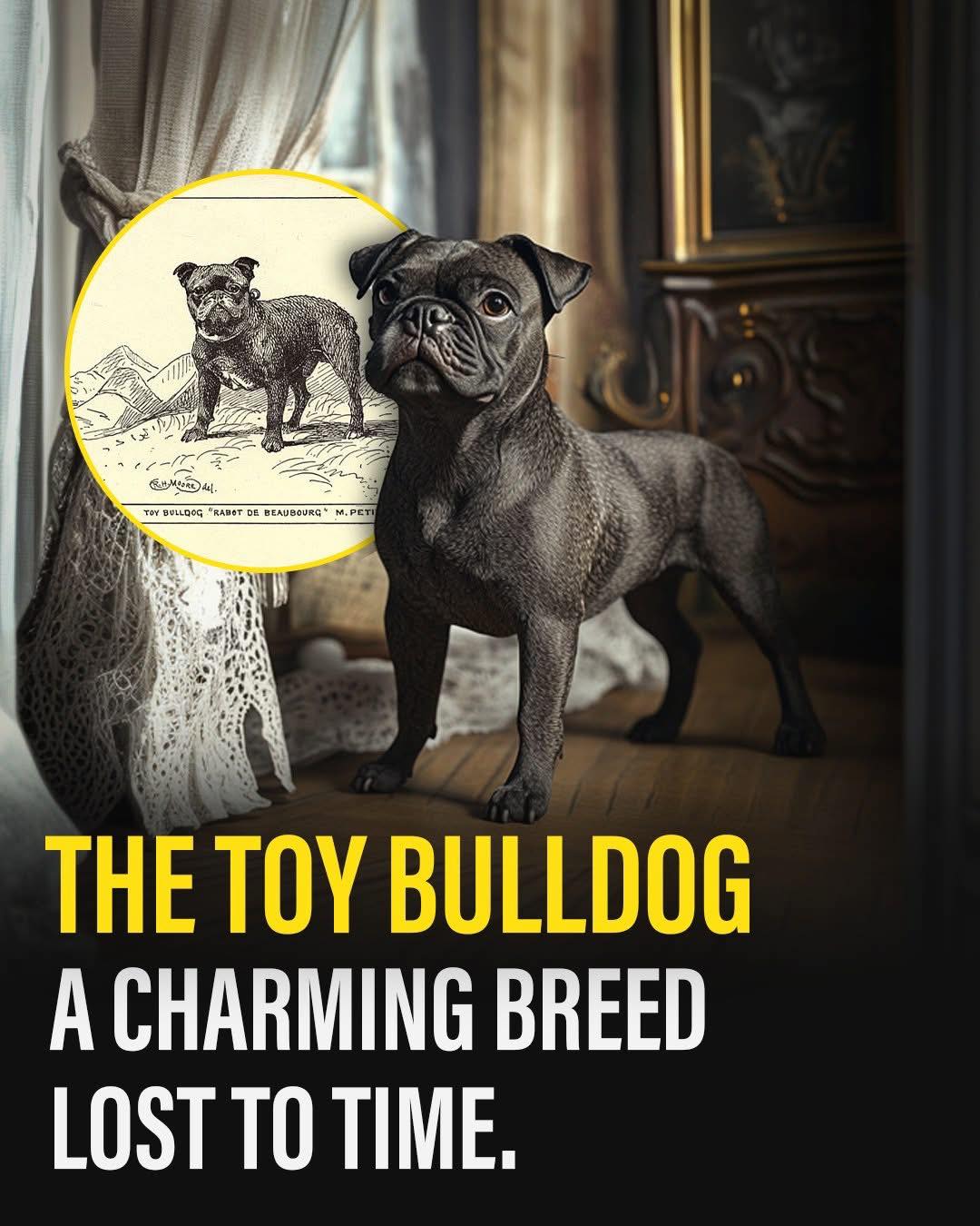 Sadly, this French Bulldog papier mache pull toy made in France