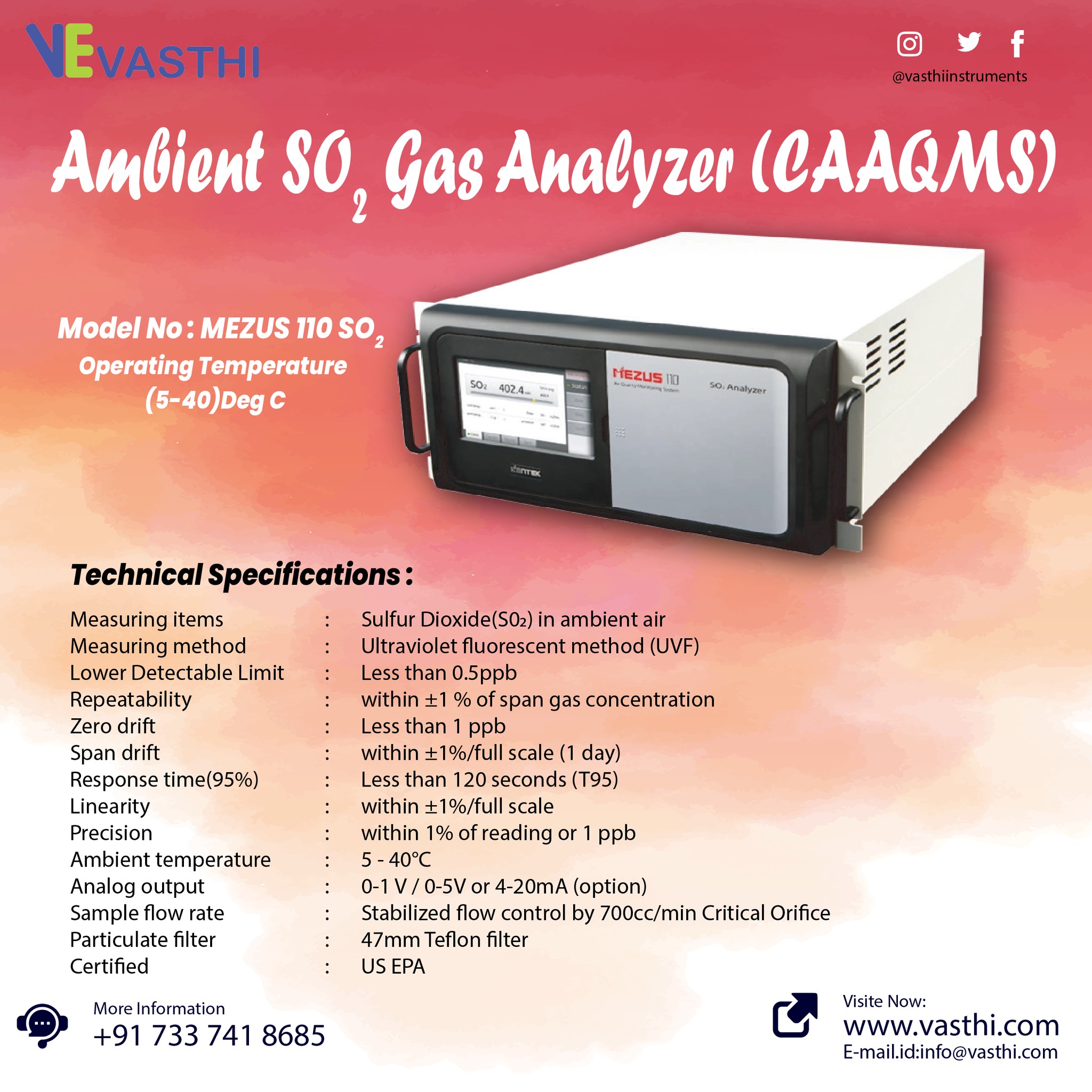 The Ambient SO2 Gas Analyzer from... - Vasthi Instruments