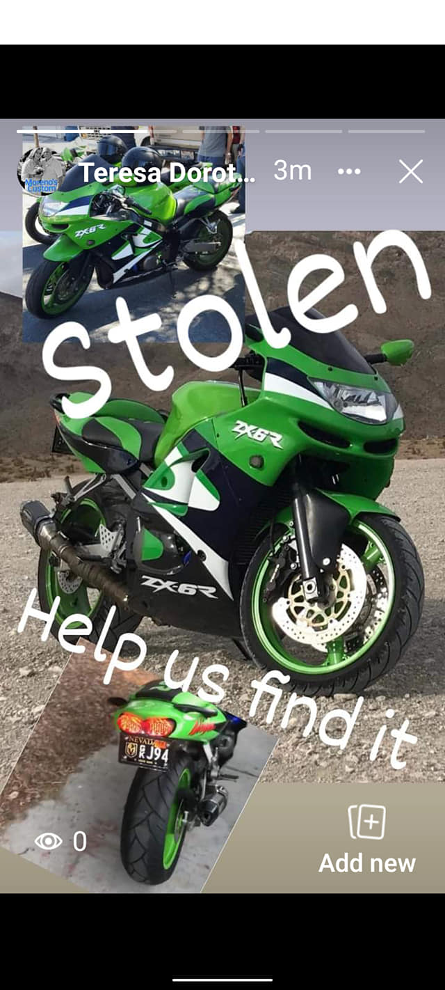 Stolen 1999 Kawasaki ZX-6R motorcycle in Las Vegas