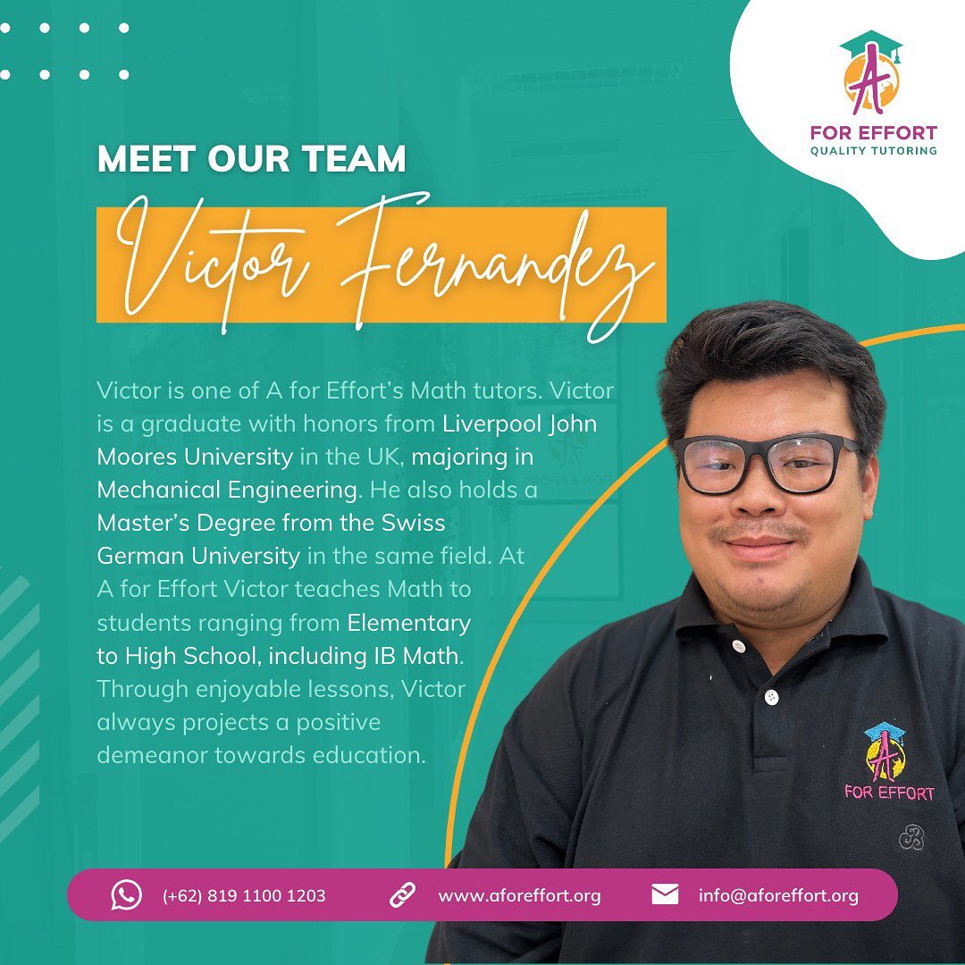 A for Effort - Introducing our Math tutor, Victor... | Facebook