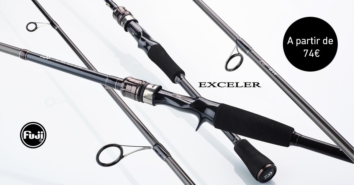 Canne à Leurre DAIWA Exceler 2m13 – Fibre Carbone Ultra Résistante, Anneaux Fuji Concept O, Action De Pointe