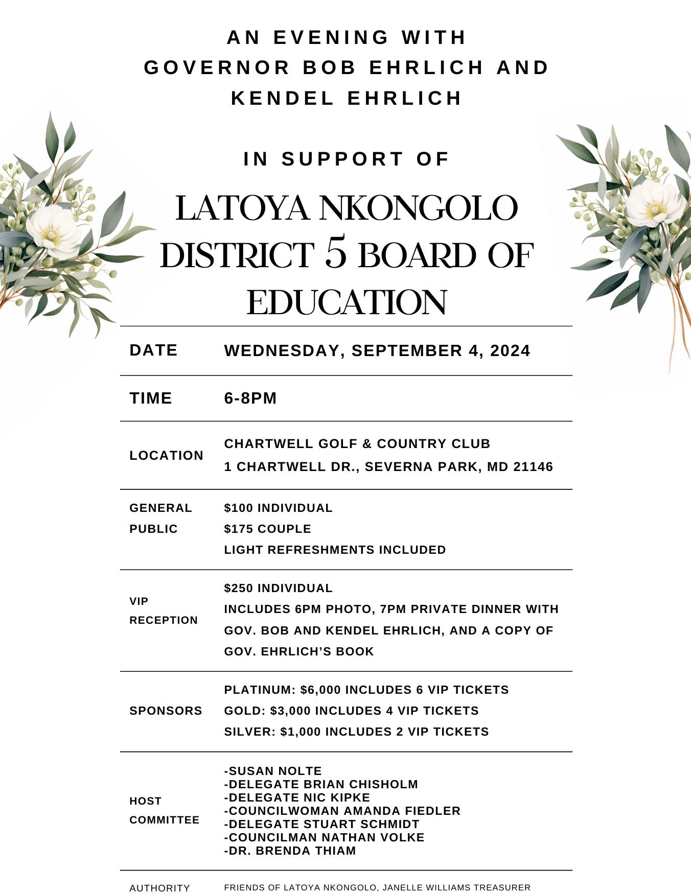Anne Arundel County event tonight at Chartwell